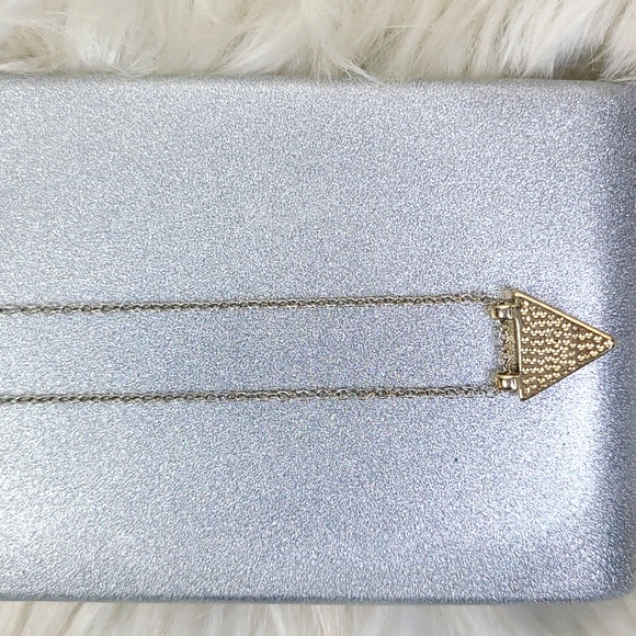 Triangle Necklace Stainless Steel Chain Pendant Gold Tone Rust Brown Agate Trend - Picture 3 of 6